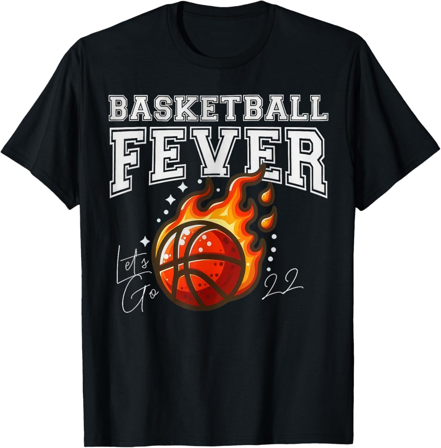 Basketball Fever Bold Red White Yellow Typography T-Shirt