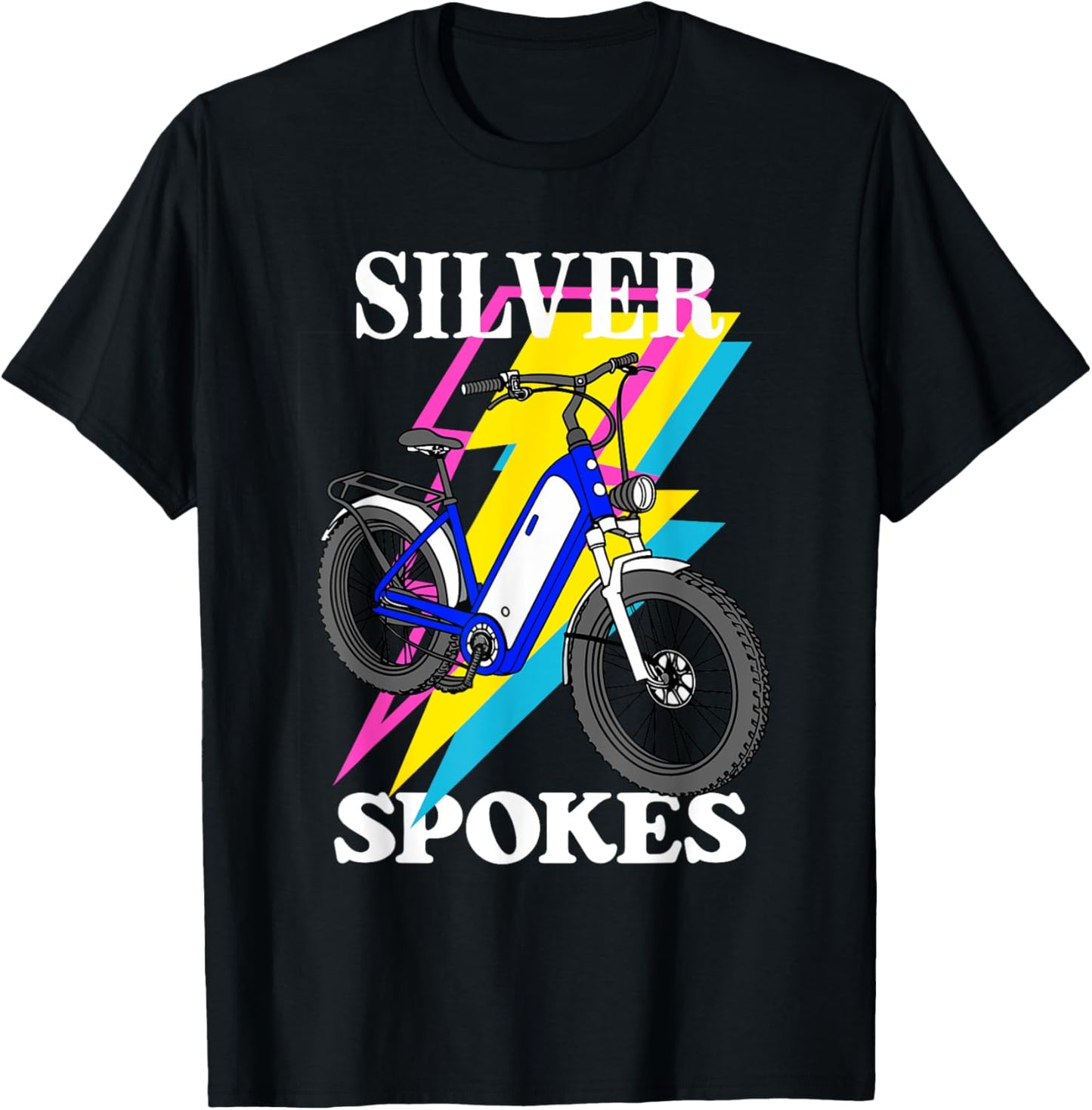 Silver Spokes E-Bike Riders Senior Group Cruising Style T-Shirt