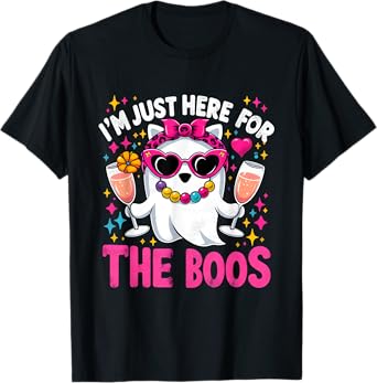 I'm Just Here For The Boos Funny Halloween Gifts Women Ghost T-Shirt