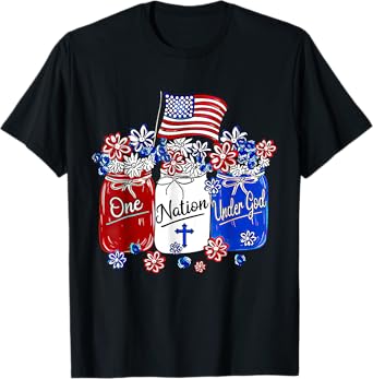 One Nation Under God American Flag Christian Jesus Patriotic T-Shirt for Women Men