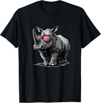 Funny Rhino Showing Off His Sunglasses for Man and Woman T-Shirt