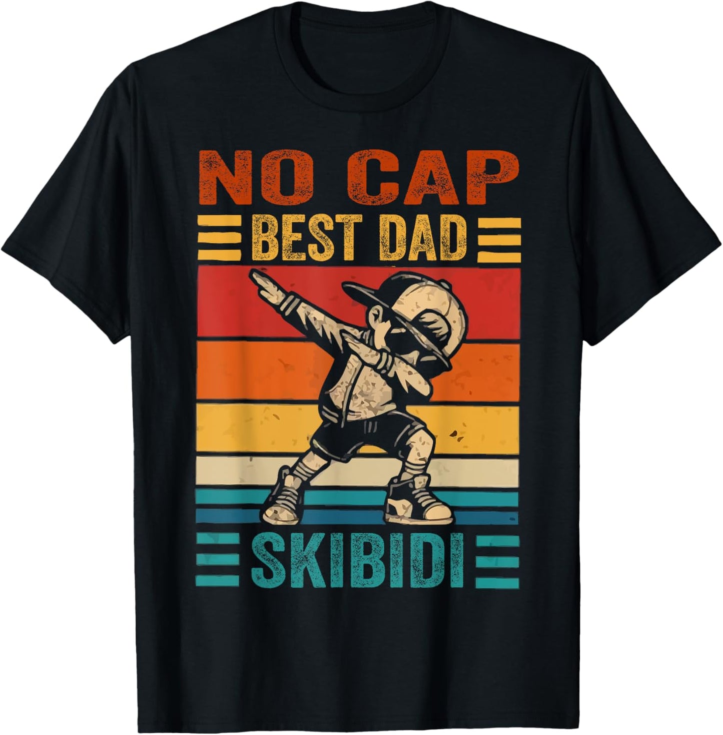 Mens groovy Skibidi Best Dad No Cap Dad Funny Father's Day T-Shirt