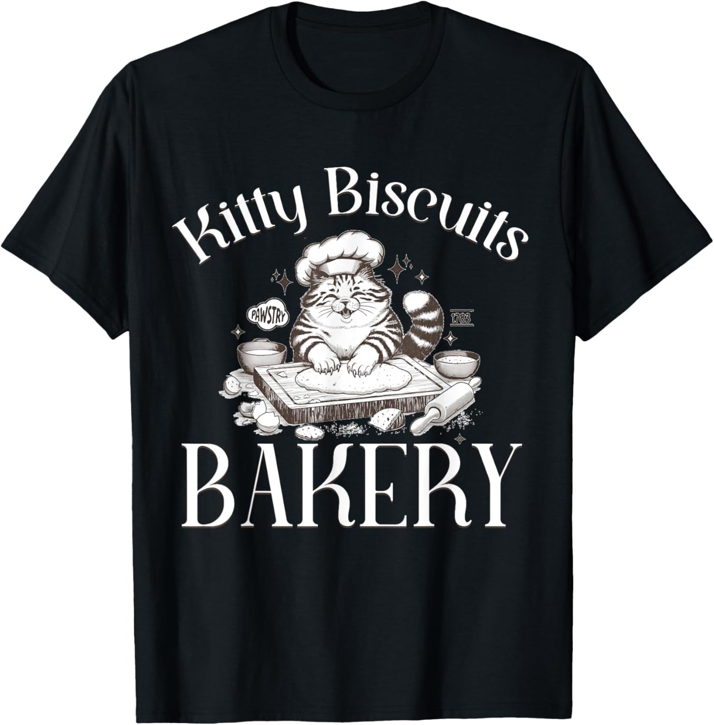 Kitty Biscuits Bakery Retro Cute Cat Art Humor Women T-shirt by TeeBrew
