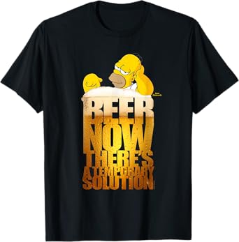 The Simpsons Homer Simpson Beer There's a Temporary Solution T-Shirt