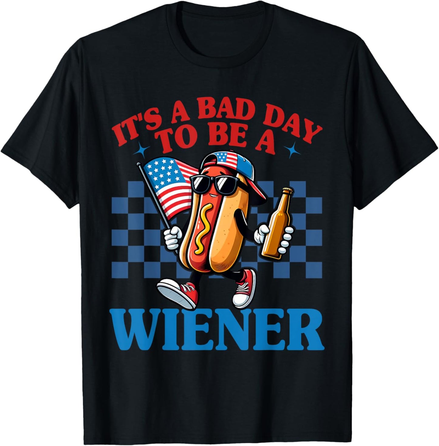 Retro Funny Its a Bad Day To Be A Wiener Hot Dog 4th Of July T-Shirt