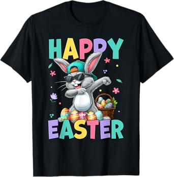 Dabbing Bunny Rabbit Easter Egg Hunting Boys Kids Toddler T-Shirt