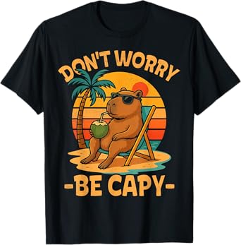 Dont Worry Be Capy Funny Capybara Retro Men Boys Kids Women T-Shirt