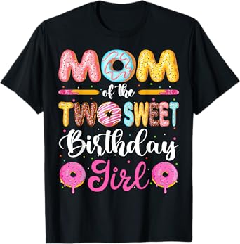 Mom Of The Two Sweet Birthday Girl Donut 2nd Birthday T-Shirt