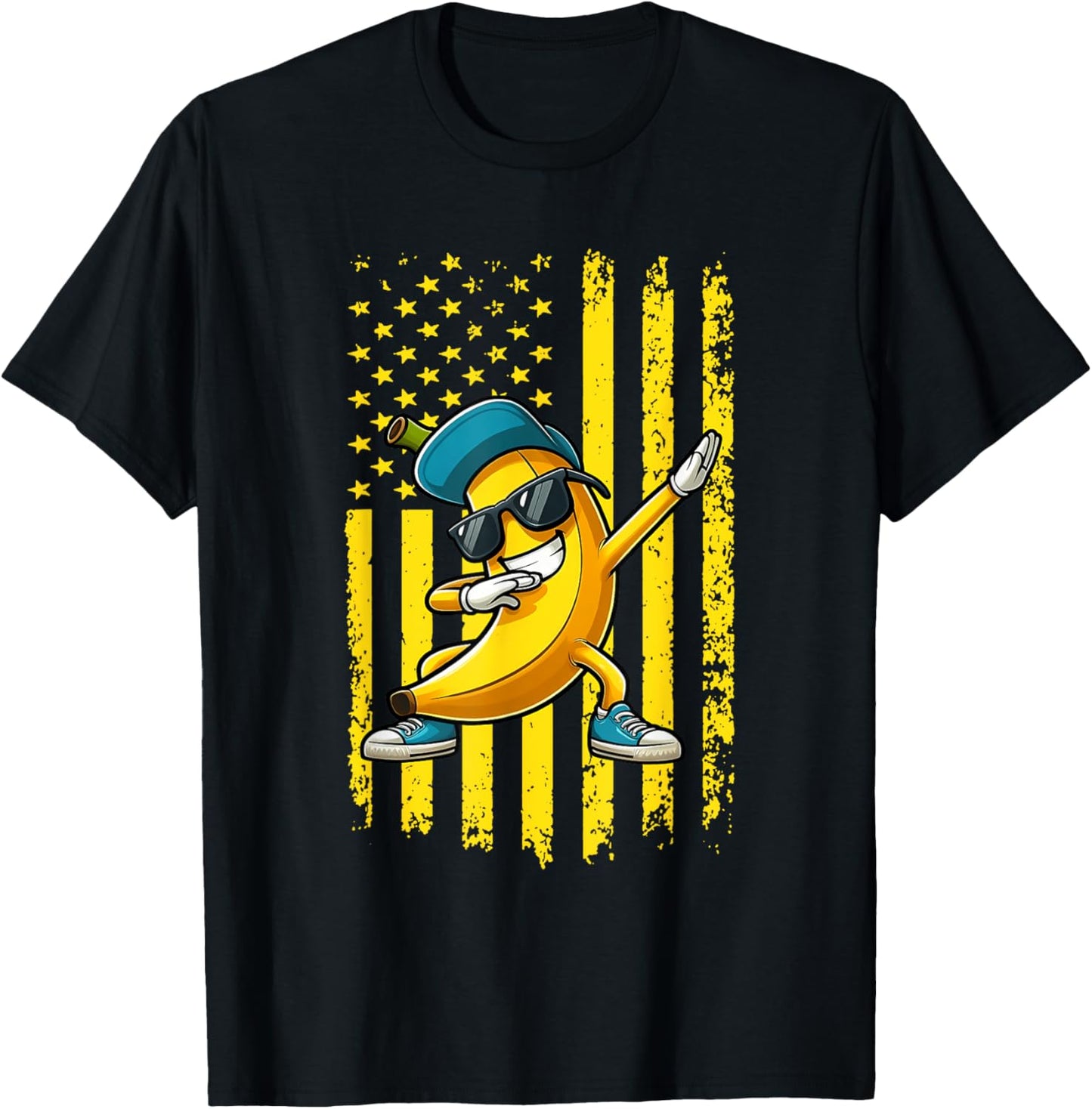 Patriotic Dabbing Banana American Flag 4th Of July Boys Kids T-shirt