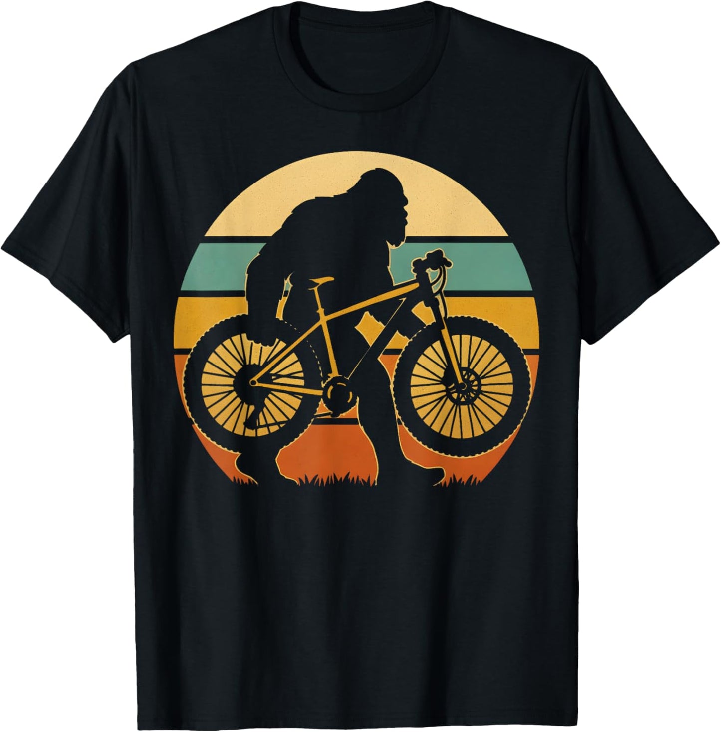 Bigfoot Mountain Bike MTB Retro Sunset Cycling Gift Men T-Shirt