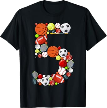 Kids Sports Birthday 5 Year Old 5th Birthday BOY T-Shirt