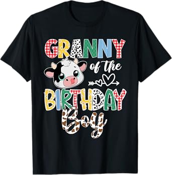 Granny Of The Birthday Boy Cow Farm Matching Family T-Shirt
