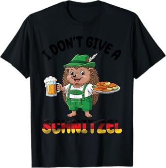 Hedgehog Lederhosen Beer I Dont Give A Schnitzel Oktoberfest T-Shirt