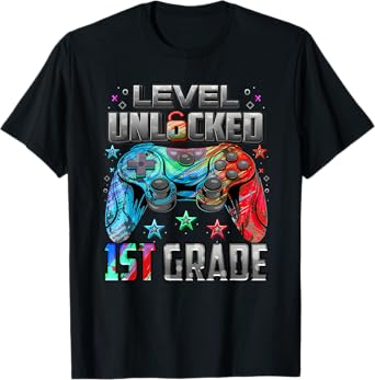 First Day Of 1st Grade Level Unlocked Game Back To School T-Shirt