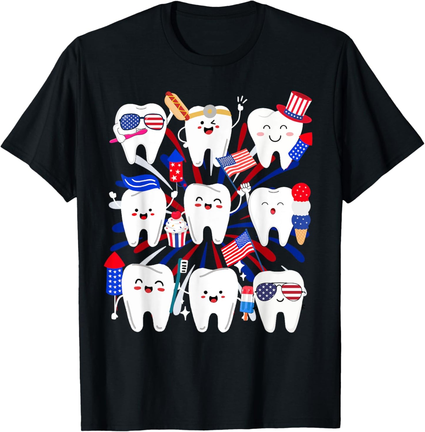 Happy 4th July American Dental Squad Funny Dental Assistant T-Shirt