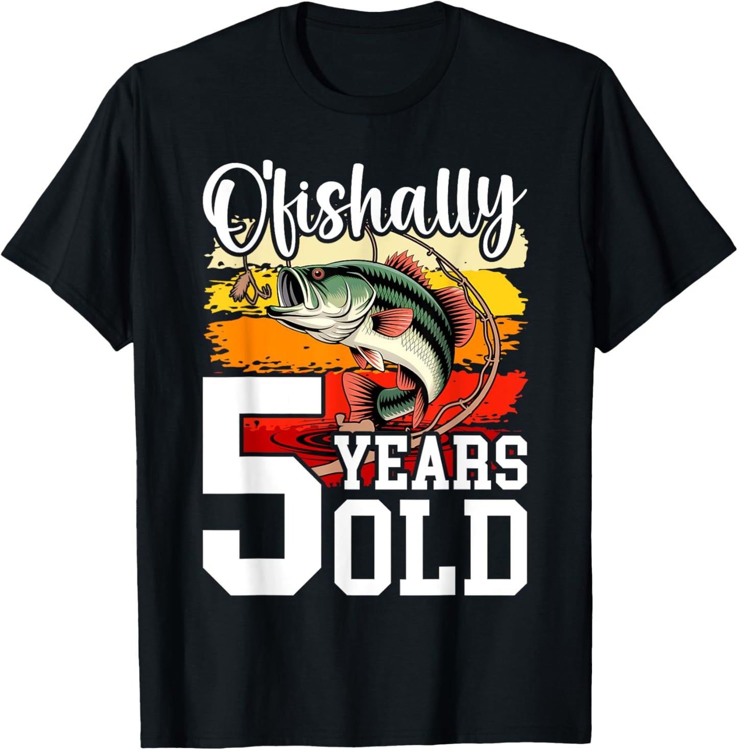 Ofishally 5 Years Old Fisherman 5th Birthday Fishing T-Shirt