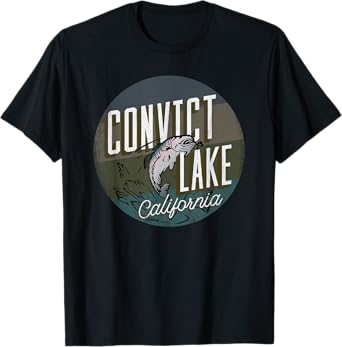 Convict Lake CA Rainbow Trout Fishing Retro Leaping Fish T-Shirt