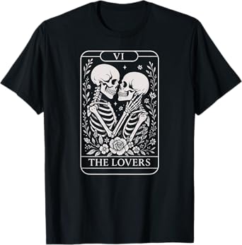 Skeleton Skulls Tarot Card Couple The Lovers Valentines Day T-Shirt