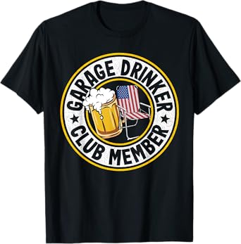 Beer Drinking American Flag Garage Drinker Club Member T-Shirt