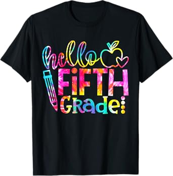 Tie Dye Hello Fifth 5th Grade Teacher First Day Of School T-Shirt