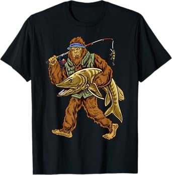 Muskie Fishing Bigfoot Musky Hunting Fishermen T-Shirt