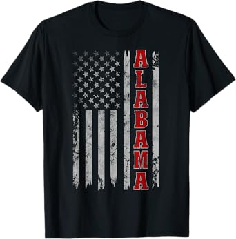 Alabama - Vintage Patriotic USA Flag Football Season T-Shirt
