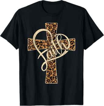 Vintage Faith Christian Men Womens Leopard Cheetah Print T-Shirt