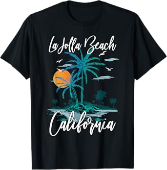La Jolla Beach California Palm Tree Summer Family Vacation T-Shirt