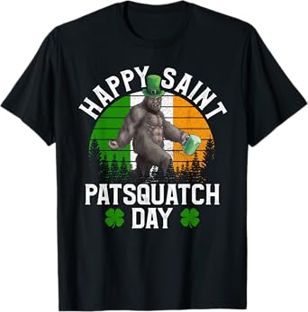 St Patrick's Day Sasquatch T-shirt Irish Bigfoot Green Beer