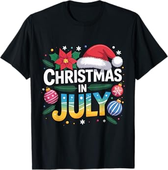 Christmas In July Sunglasses Beach Santa Hat Hawaii Xmas T-Shirt