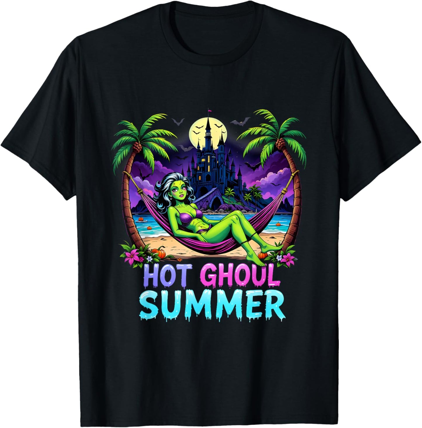 Funny Skeleton Ice Cream Hot Ghoul Summer Summerween Vibes T-shirt
