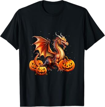 Halloween Dragon Jack O Lantern Autumn Kids Boys Girls T-Shirt
