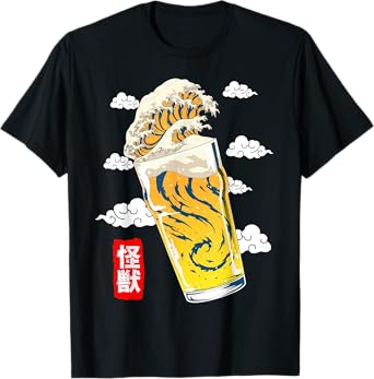 GoshWow The Great Beer Wave Kanagawa Retro Kanji Japanese Beer T-Shirt