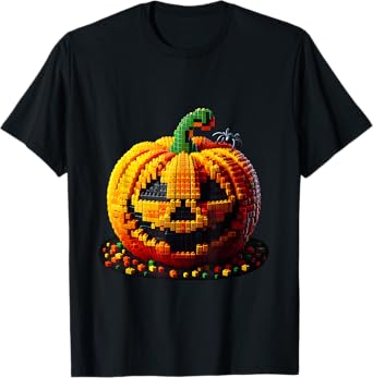 Master Builder Pumpkin Kids Building Blocks Bricks Halloween T-Shirt