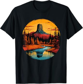 Devils Tower National Monument Wyoming Vintage Retro Travel T-Shirt