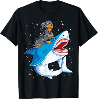 Dachshund Shark Kids Boys Men Space Galaxy Jawsome Gifts T-Shirt