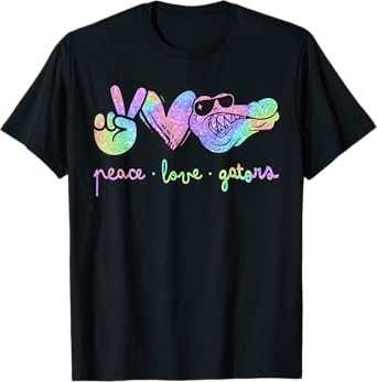 Gator Mascot Back to School Peace Love Gators Women Kids Mom T-Shirt