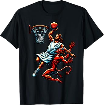 Jesus Dunking On The Devil Basketball Cool Bball T-Shirt
