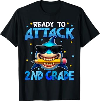 Ready To Attack 2nd Grade Shark First Day Of School Boys T-Shirt