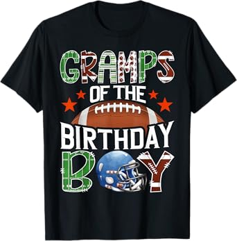 Gramps Of The Birthday Boy Football 1St Year Down Birthday T-Shirt
