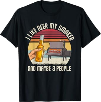 Funny i Like Beer My Smoker And Maybe 3 People Vintage Retro T-Shirt