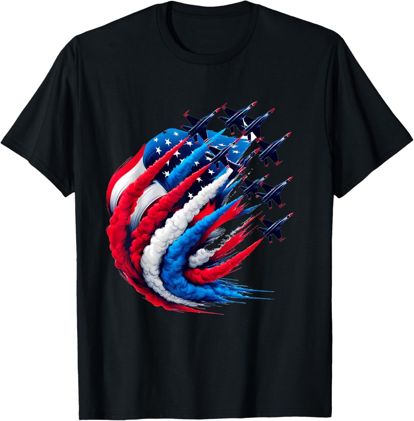 Red White Blue Patriotic Jets Shirt USA Men Boys 4th of July T-Shirt