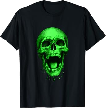 Neon Green Halloween Skull โ Freaky! T-Shirt