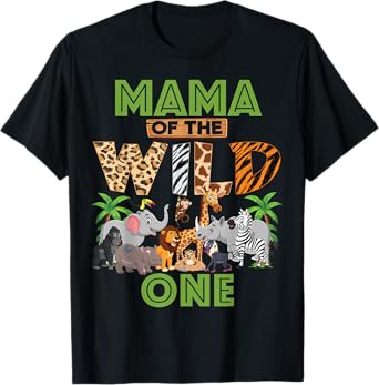1st Birthday Zoo Safari Jungle Mama Of The Wild One B-day T-Shirt