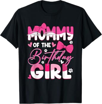 Mommy Of The Birthday Girl Cat Kitty Family Matching T-Shirt