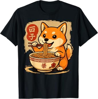 Anime Shiba Inu Eating Ramen Japanese Ramen Japan T-Shirt