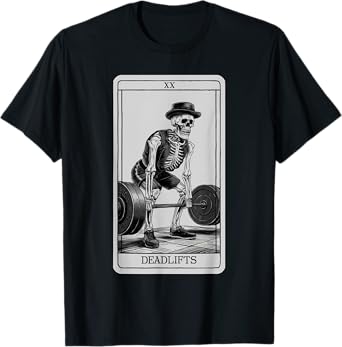 Skeleton Tarot Card Deadlifts Powerlifting Weightlifting Gym T-Shirt