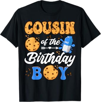 Cousin Of The Birthday Boy Milk And Cookies 1St Birthday T-Shirt