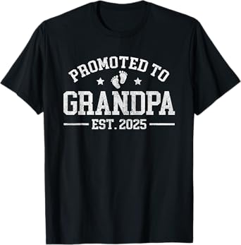 Promoted to Grandpa est. 2025 Grandparents Baby Announcement T-Shirt