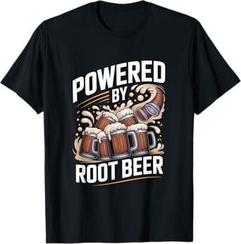 Powered by Root Beer Funny Graphic T-Shirt